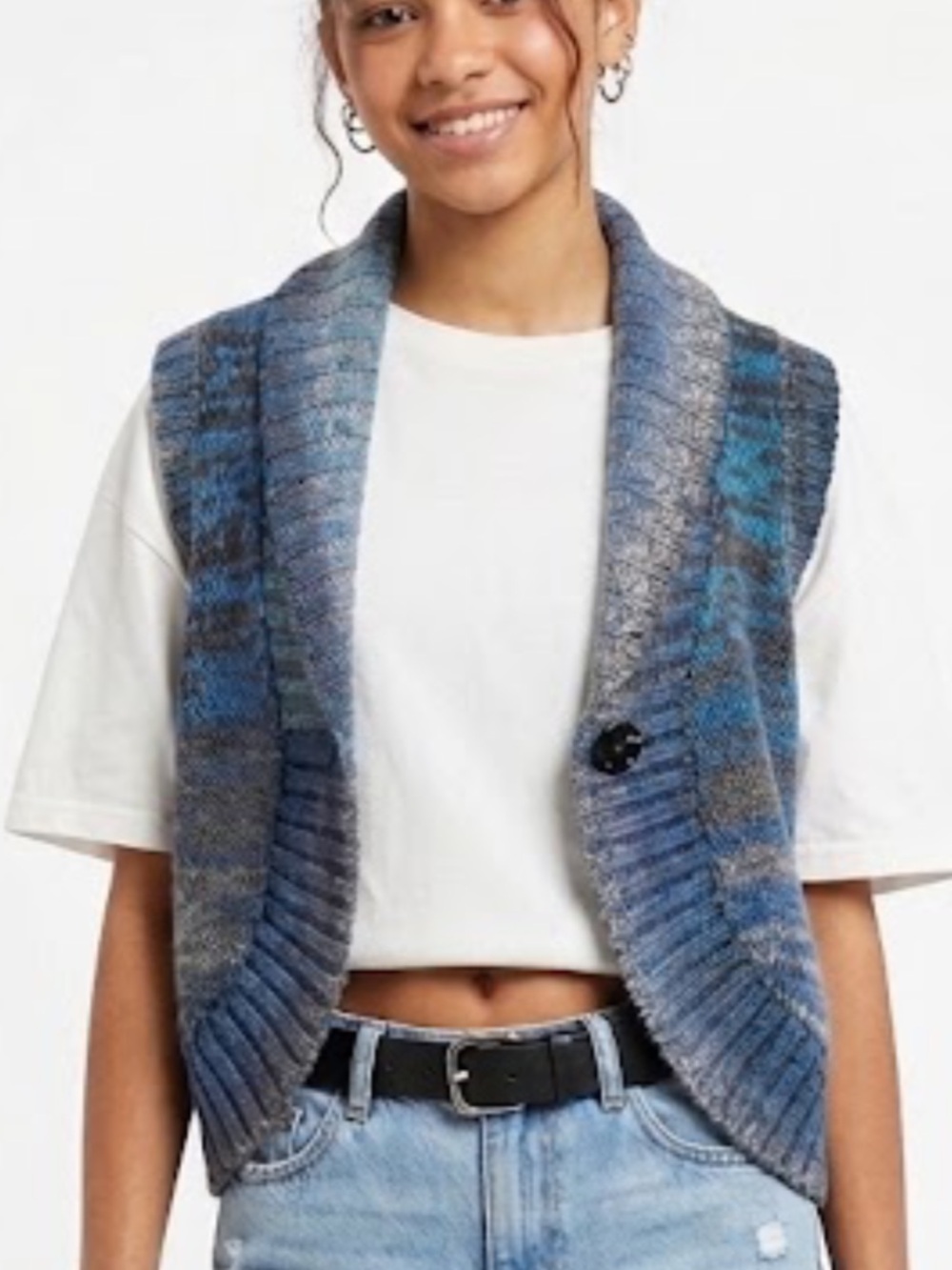 Vintage Vest Boho Heathered Knit Lagenlook Layering Cabin Core Sweater PS